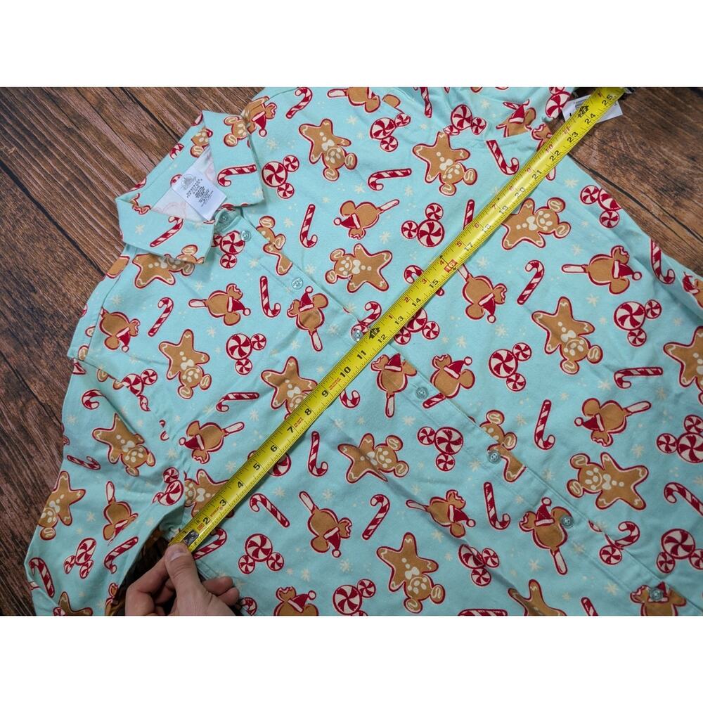 NWT Disney Flannel Shirt Mickey Candy Ice Cream Holiday Gingerbread Unisex Med - Picture 10 of 11